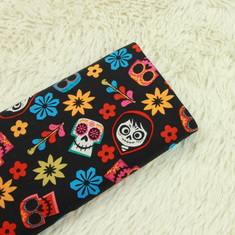 

Halloween Style Printed Cotton Plain Fabric Skull Printed Pure Cotton Fabric DIY Sewing Quilting Material For Home Textile Dress