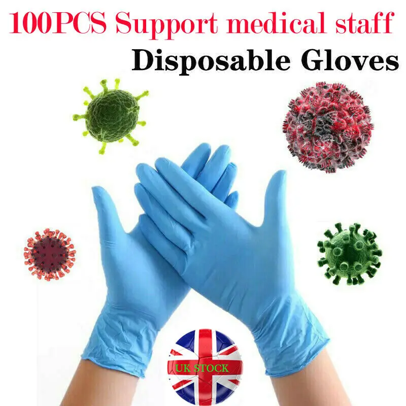 

100PCS Disposable Adults Gloves Surgical Nitrile POWDER&LATEX FREE Non Sterile[Light Blue,L]