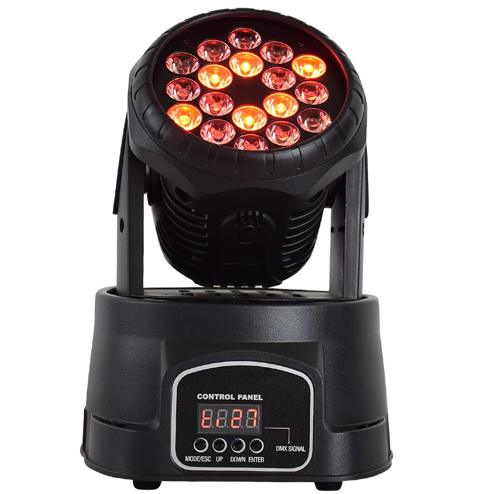 wash moving head 18x3 Вт RGB светодиодный мини-светильник, светодиодный светильник с подвижной головкой, точечный светильник, Dj, дискотека, клуб, вечерние, свадебные, сценический светильник, ing - Цвет: wash moving head