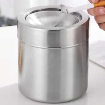 

Stainless Steel Desk Mini Trash Bin Waste Garbage Rubbish Box Container Ashtray With Swing Cover For Kitchen Office