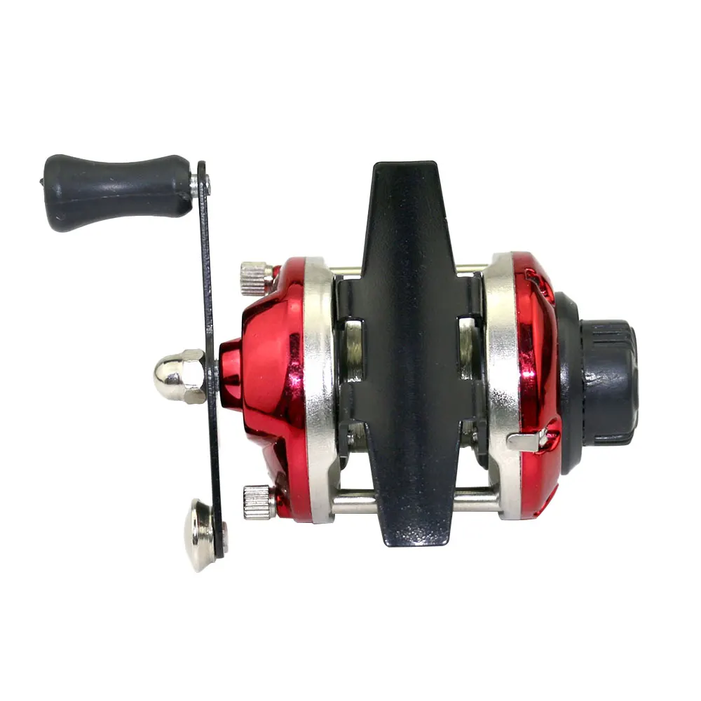 Red Mini Fishing Tackle Winter Outdoor with Line Alloy Waterproof Spinning Wheel Fishing Reel Gapless High Quality - Цвет: Red