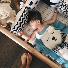 Manta de algodón 3D para bebé, edredón de punto de conejo cálido para cama, envoltura de cochecito, accesorio de fotografía para bebé, 1 unidad