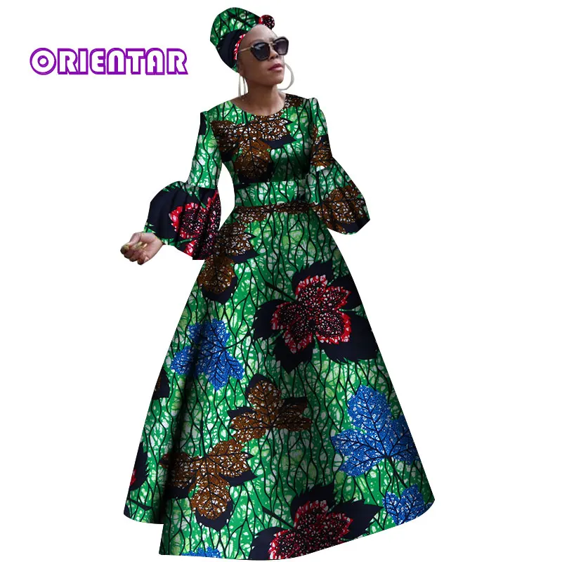 Herfst Afrikaanse Jurken Voor Vrouwen Afrikaanse Dashiki Riche Jurk Vrouwen Afrika Lange Mouwen Party Dress Gown Plus Size WY2868