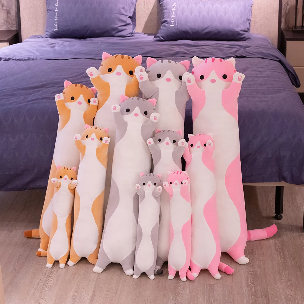 50-110CM Nice Soft Long Cat Boyfriend Pillow Plush Toys Stuffed Pause Office Nap Sleep Pillow Cushion Gift Doll for Kids Girls