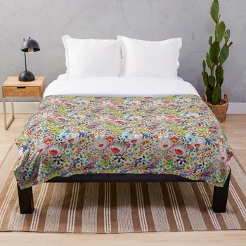 

Murakami and Happy Flowers Throw Blanket Soft Sherpa Blanket Bed Sheet Single Knee Blanket Office Nap Blanket