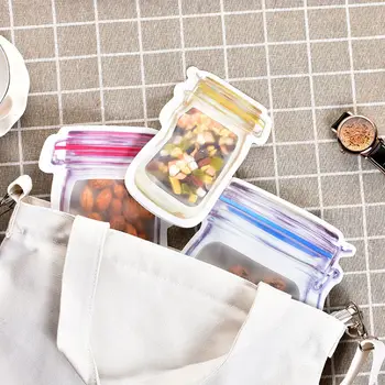 

20 Pieces Food Storage Bag Mason Jar Pattern Reusable Snack Saver Biscuits Storage Nut Organizers Set for Food Sandwich Preserve