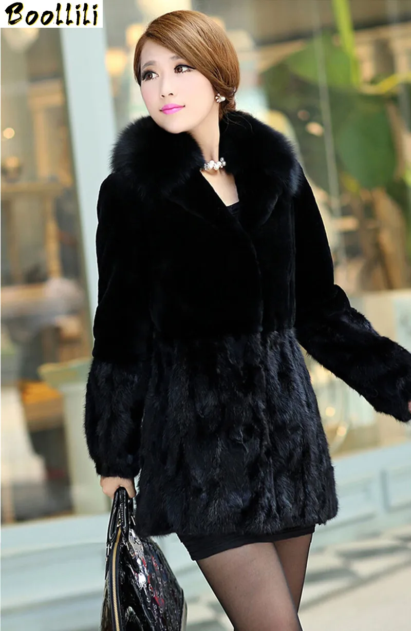 

Boollili 2020 Plus Size Womans Faux Fur Coat Patchwork High Imitation Mink And Rex Rabbit Fur Coats Women's Winter Jackets