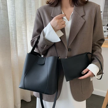 

2 Piece/Set Women Handbag PU Leather Tote Bags Tassel Luxury Women Shoulder Bags Ladies Leather Handbags Women Fashion Bags