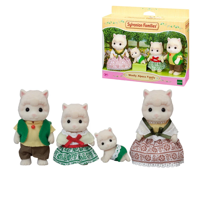 

S01 Sylvanian Families Dollhouse Furry Figures Wool Alpaca Family 4pcs Animal Toys Dolls Girl Gift 5358