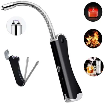 

Foldable Windproof Flameless Pocket Igniter USB Rechargeable Long Flexible Neck, Kitchen Camping Cooking Stove Grills BBQ 2in1