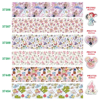 

DIY craft supplies cartoon character Princess printed grosgrain ribbon, satin ribbon 10 yards, planar resins 30 pieces. 37386