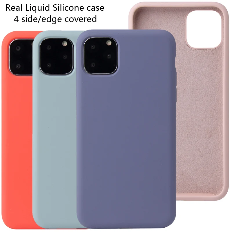 Real genuine Liquid Silicone Case For iPhone 11 Pro Max Soft Gel Rubber Protector Shell iPhone11 | Мобильные телефоны и