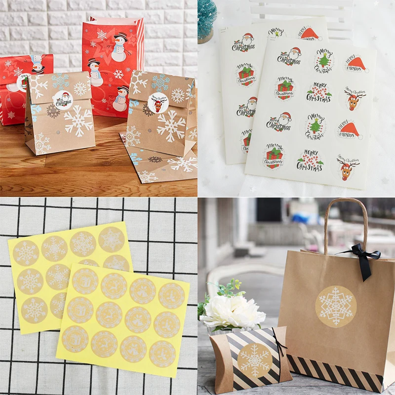 

120Pcs Merry Christmas Retro Round Stickers Snowflake Santa Claus Sticker DIY Multifunction Seal Sticker Gift Sticker Gift Label