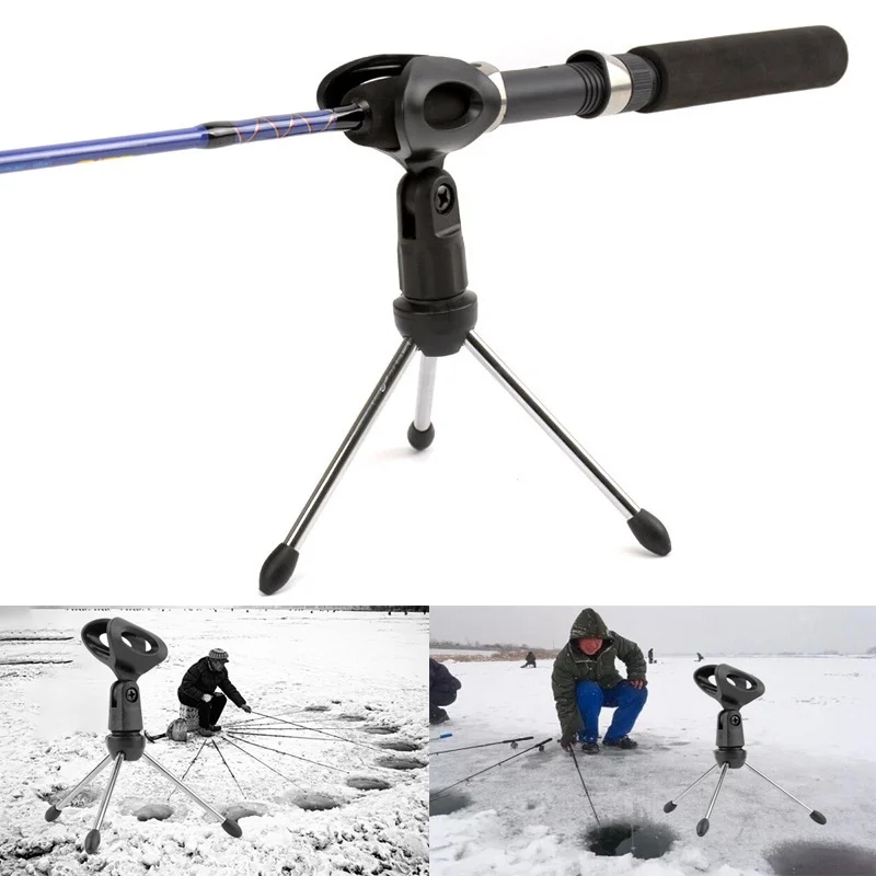 

Folding Ice Fishing Rod Holder Small Fishing Rods Table Camera Tripod Triangle Bracket Winter Ice Fishing Pole Supports Stand
