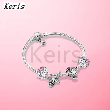 

2020 Limited New High-Quality 1:1 100%925 Sterling Silver Chrysanthemum DIY Bee Pendant Chain Bracelet