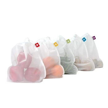 

5PCS Reusable Mesh Produce Bag Friendly Fruit Vegetable Bags Polyester Grocery Shopping Storage Bag Supplies