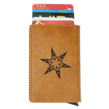 

2019 Christmas charm snowflake Design Credit Card Holder Men And Women Metal RFID Vintage Aluminium Box PU LeatherCard Wallet