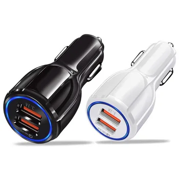 

QC3.0 A Digital Voltage Current Display Quick Dual USB Car Charger AdapterAuto Vehicle 2USB Smart Port Charger For Phone Tablet