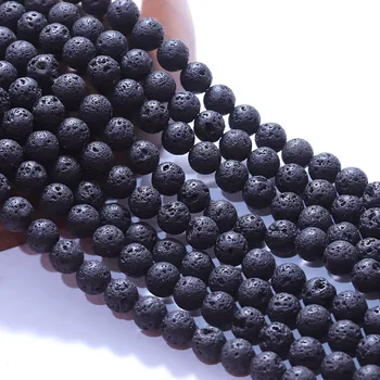 

Natural Black Volcanic Lava Stone Beads Round Loose Spacer Bead For Jewelry Making DIY Bracelet Accessories 6/8/10mm