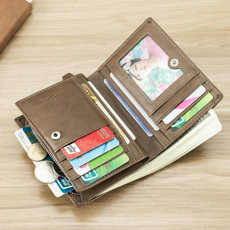 Мужские высококачественные деловые кошельки, Складные Короткие кожаные кошельки, многофункциональные с отделением для монет, кошелек для кредитных карт