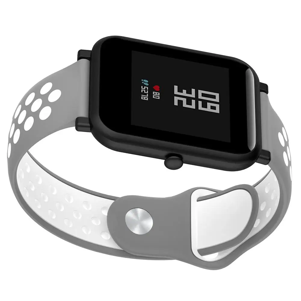 20 мм двухслойный силиконовый ремешок для часов Huami Amazfit Bip A1608 сменный ремешок на запястье браслет аксессуары