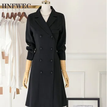 

New Spring Autumn 2019 Korea Style Women Full Sleeve Turn-down Collar Button Double Breasted Slim Coat Tide Z746