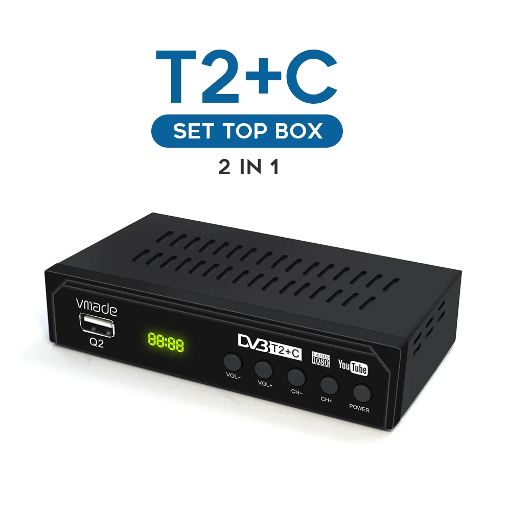 Хит продаж спутниковый ресивер DVB T2 dvb c цифровой ТВ тюнер HD с поддержкой Youtube и Wi