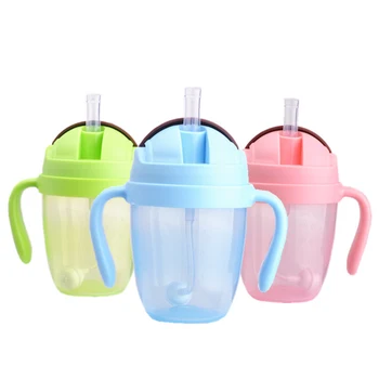 

Portable 300ml Feeding Bottle Water & Milk With Handles Drinking Mouth Silicone Straw Training Babies Suction Cups Leakproof