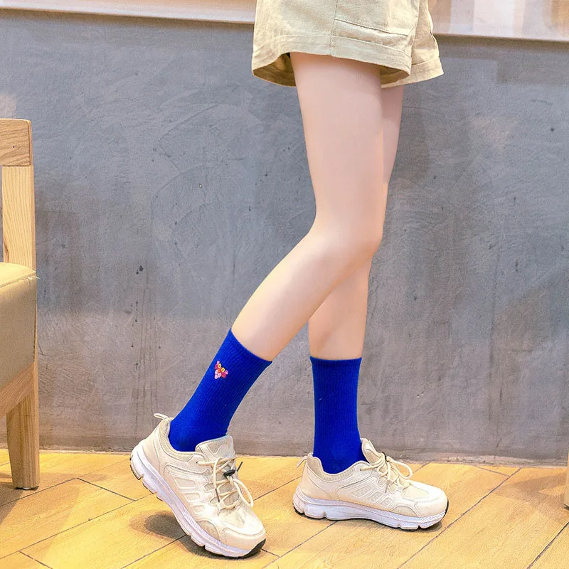 Высококачественные женские носки с вышивкой, милые носки с изображением животных, милые хлопковые забавные Повседневные носки Harajuku для женщин