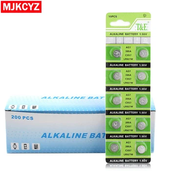 

new 100PCS=10card AG7 Li-ion 1.55V Button Cell Battery Alkaline LR927 LR57 SR927W 399 GR927 395A for Watch Toys Remote Camera