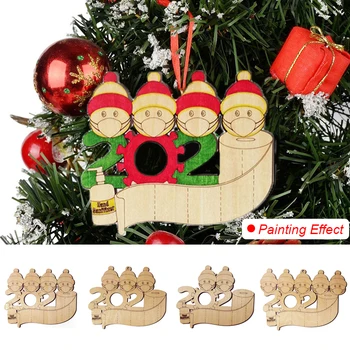

2020 Christmas DIY Wooden Decoration Personalized Hanging Pendants Santa Claus Ornament Pandemic Social Party Distancing