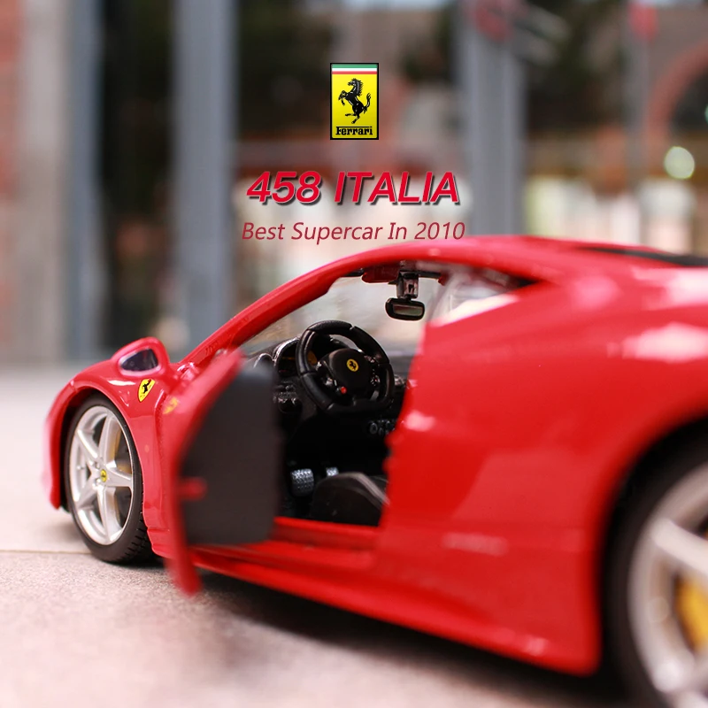 Bburago 1:24 Ferrari 458, красная модель автомобиля, литая под давлением металлическая модель, детская игрушка, подарок бойфренду, коллекция автомобилей из искусственного сплава