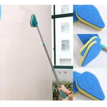 4 sztuk/zestaw czysty dotrzeć do Mop szczotka do szorowania teleskopowy do czyszczenia wanna gąbki politura szklana z uchwytem peeling łatwy w użyciu(China)