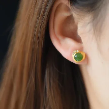 

Jadery Vintage Heart Jasper Jade Emerald Gemstone Stud Earrings For Women Gold 925 Sterling Silver Earring Luxury Jewelry Gifts