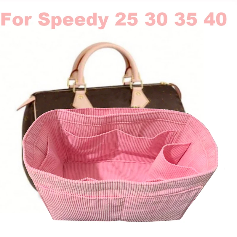 

Speedy 25 30 35 40 Customizable Corduroy Stripe Tote Bag Organizer Makeup Handbag Organizer Travel Inner Purse Baby Cosmetic Bag