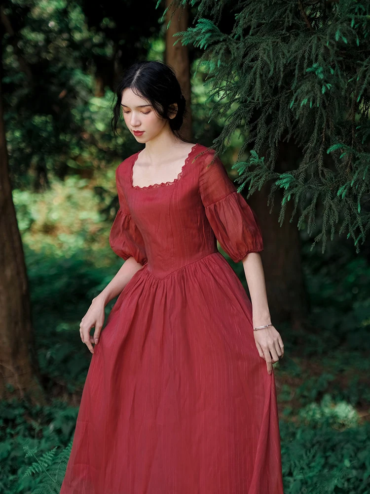 red midi summer dress