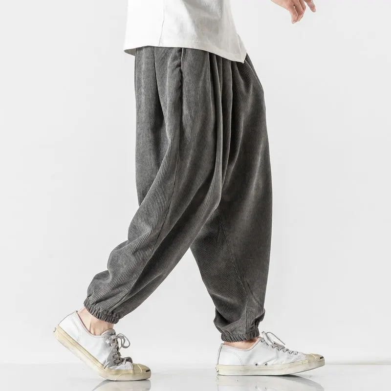 Men Harem Pants Corduroy Men Harem Pants Jogging Sweatpants Big Size Cotton 5XL