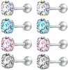 ZS Wholesale 2022 Stainless Steel Earrings Studs 8pcs Cubic Zirconia Surgical Steel Earring Studs Set For Women Helix Piercing ► Photo 2/6