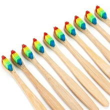 10 шт. деревянная Радужная бамбуковая зубная щетка для ухода за полостью рта с мягкой щетиной бамбуковая зубная щетка