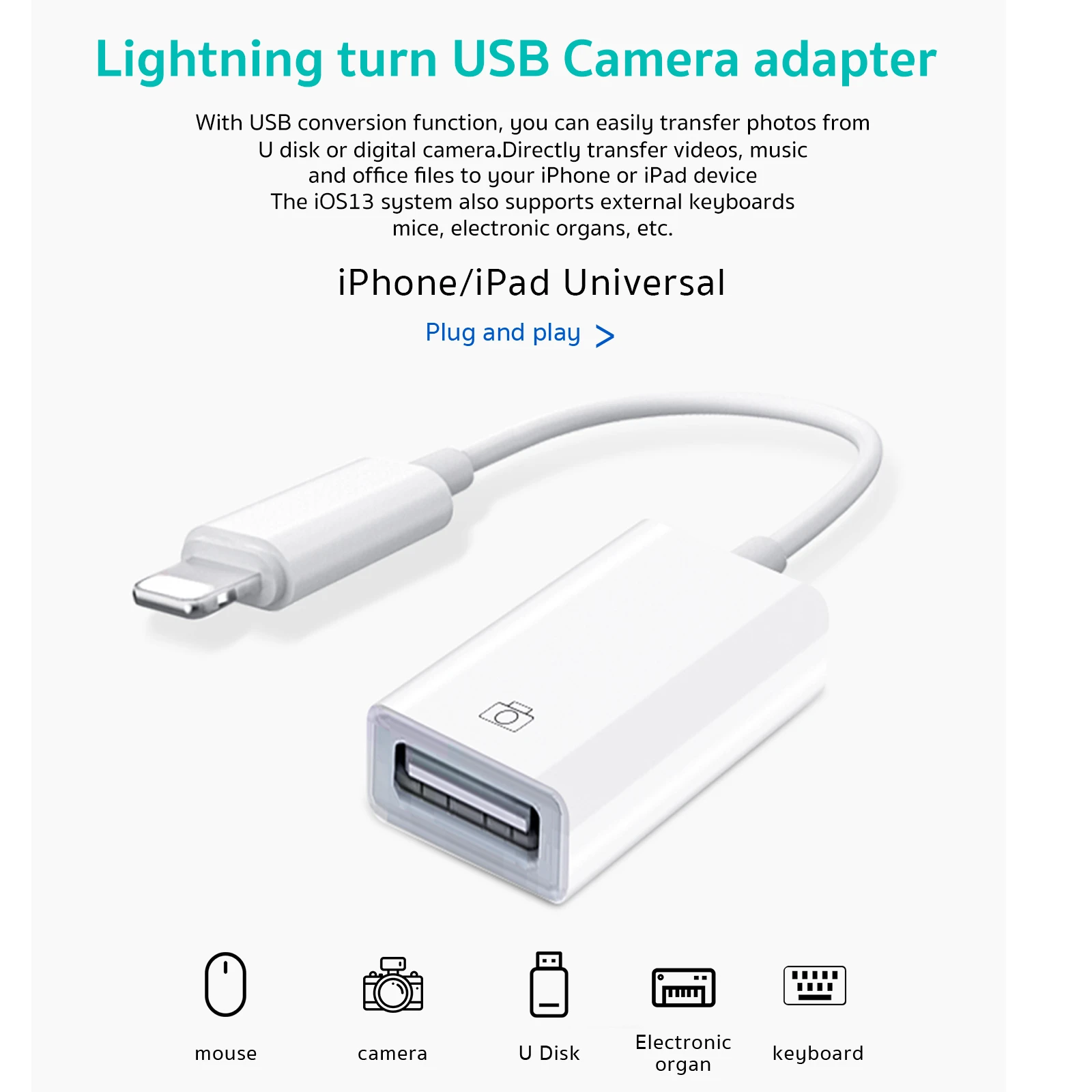 Adaptador de lector de cámara OTG para Apple a USB 3,0, Cable de datos para lightning iOS Kit de conector para IPhone 5, 6, 7, 8, X 11, iPad 3 y 4|Estación de para teléfono| AliExpress