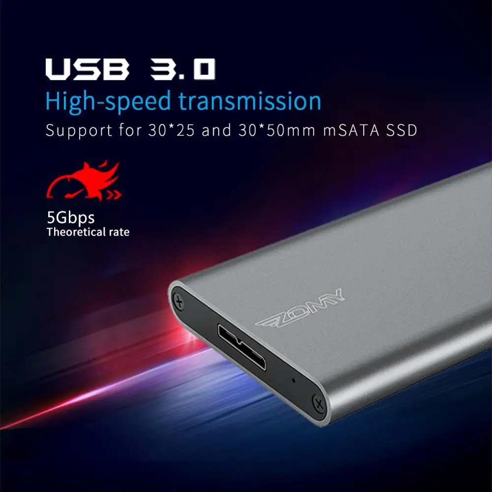 ZOMY mSATA USB3.0 твердотельных дисков внешний твердотельный накопитель чехол