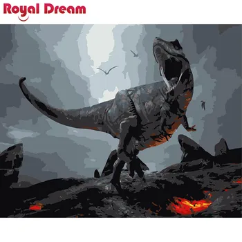 

The volcano dinosaur DIY Painting By Numbers Canvas Painitng Home Wall Art Picture Coloring By Numbers For Home Decor