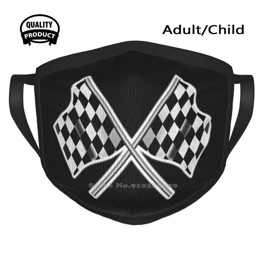 Race Car Checkered Flag Crossed Motorsport Win Winner Chequered Racing Cars On Black Cycling Hunting Hiking Camping | Аксессуары для