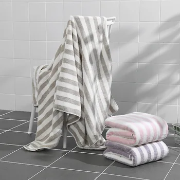 

Stripe Geometric 100% Polyester Coral fleece bath towel strong absorbent printing Quick-Dry wholesale T50