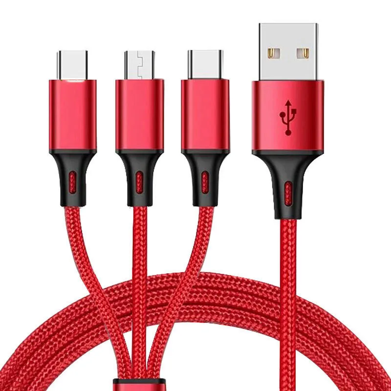 65 watt usb c charger 3 In 1 Type C Micro USB Multi Charger Cable for Xiaomi Redmi Note 5 Samsung A60 S9 S8 Mobile Phone USB Cord USB-C Charging Cabel mobile phone chargers Chargers