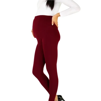

High Waist Over Belly Maternity Leggings Solid Elastic Long Home Yoga Sleep Pants Slim Breathable Soft Lounge For Pregnant Women