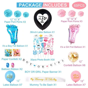 

Newly Baby Gender Reveal Party Supplies Set Foil Latex Confetti Balloons Baby Shower Decor VA88