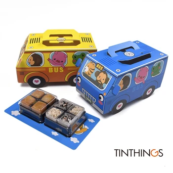 

10PCS Bus Shape Box Cartoon Animals Candy Cookies Snack Gift Paper Box Packaging Cake Box Handle Kids Birthday Party Favors