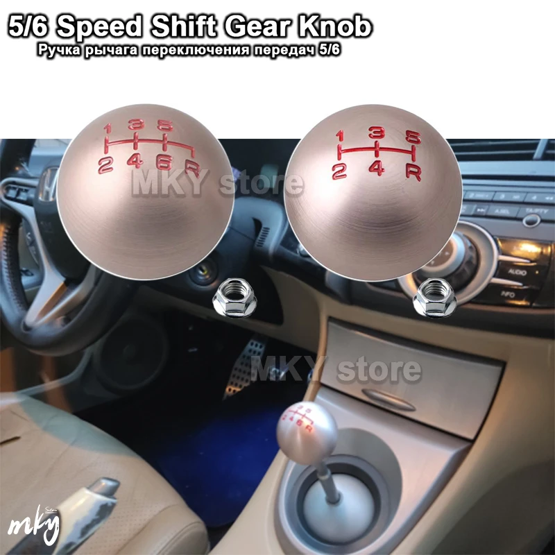 Type R Fd2 M10x1.5 Round 5/6 Speed Aluminum Gear Shift Knob For Honad