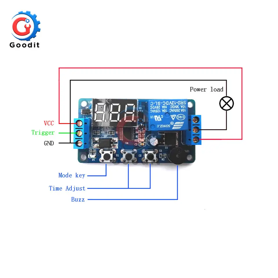 DC 12V Delay Timer Relay LED Digital Display Programmable Readout Multi-function Delay Timer Relay Module with Buzzer for Car image 2